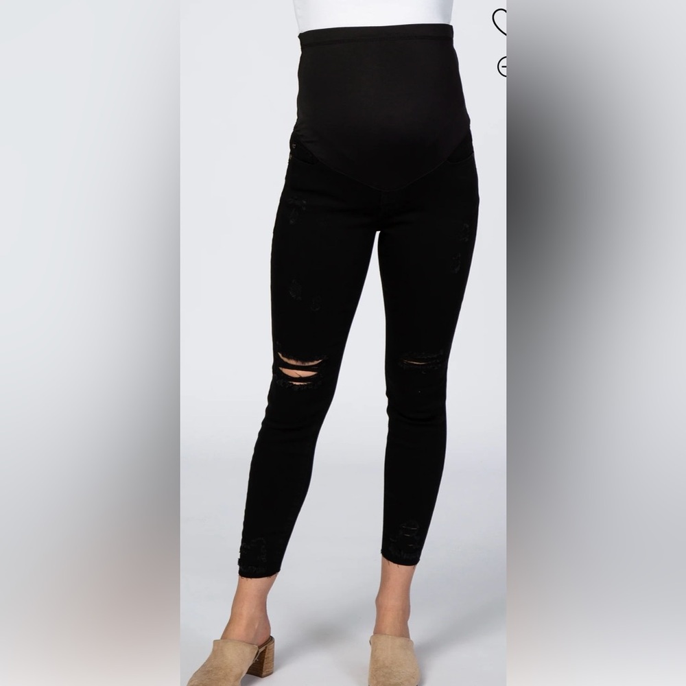 Pink blush maternity black distressed skinny jeans